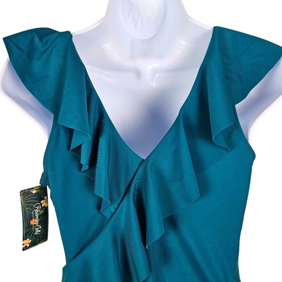 Blooming Jelly Womens Stunning Ruffle V-Neck One Piece Swimsuit Size Large Sexy - Picture 7 of 9